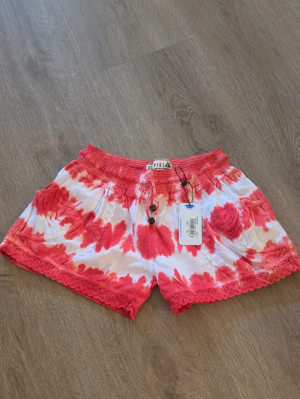 NWT Seaspice Resort Wear Coral Pink Tie-Dye Lounge Shorts Small